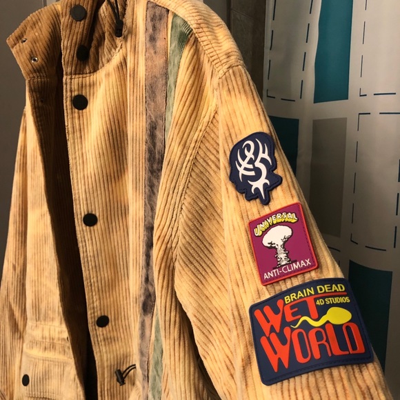 BNWT Size Medium - Brain Dead FW21 Cream Dyed Corduroy Striped Racing Jacket - Picture 10 of 13